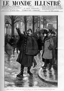 Nouvelle tenue de la brigade automobile des gardiens de la paix à Paris. Gravure dans « Le Monde Illustré »