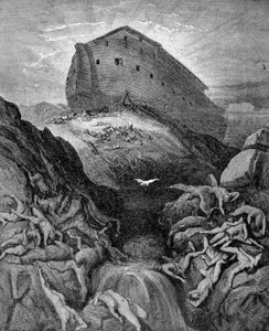 Noé envoie une colombe sur Terre, selon la Genèse. Gravure du 19ème siècle - Unknown artist