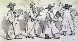Notable du village de Sbin Po (Kree) en promenade (fin du XIXe siècle) - Unknown artist