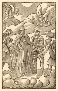 Maintenant, maintenant regardez comment les saints pèlerins chevauchent, les nuages sont leurs chars, les anges sont leurs guides de Le Voyage du pèlerin de ce monde à celui qui est à venir par John Bunyan (1628-1688) Christian et - Unknown