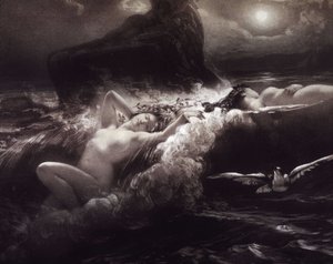 Nymphes - lithographie - Unknown artist