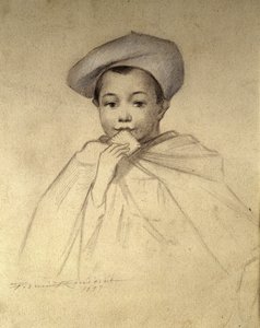 Portrait original utilisé comme logo pour les boîtes de biscuits LU - Unknown artist