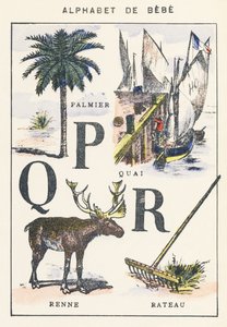 P Q R: palmier, quai, renne, râteau - Unknown artist