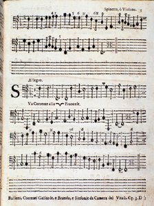 Page de la partition musicale de Balletti, correnti alla francese opus 3 de Giovanni Battista Vitali