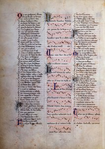 Page de chansons, paroles et musique Miniature de «Le roman de Fauvel» par Gervais de Bus
