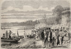 Canoéistes parisiens. Régates de Saint-Cloud en 1857. Gravure dans "Le Monde Illustré" de 1857. Collection privée. - Unknown artist