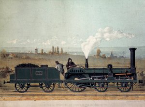 Locomotive de passagers et wagon de charbon du chemin de fer de Strasbourg (système Crampton)