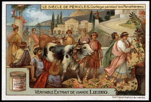 Siècle de Périclès (495-429 av. J.-C.) : cortège pendant les Panathénées - Chromolithographie Liebig - Unknown artist