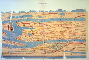 Table de Peutinger représentant les voies romaines en Égypte et en Turquie. Carte routière du XIIIe siècle basée sur une carte de l