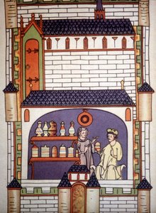 Pharmacie dans une abbaye au 13e siècle - dans « Chirurgie » de Ruggero di Salerno - Unknown artist