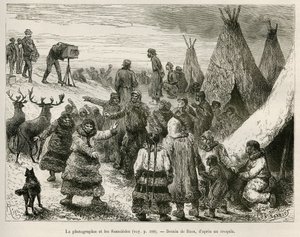 Photographie et Samoïèdes de la région de Caborova (Suède), dessin de Riou, pour illustrer l