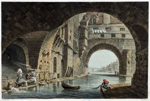 Pont de la Tournelle à Paris vu par J.C.Nattes, publié par W.Miller à Londres-1806
