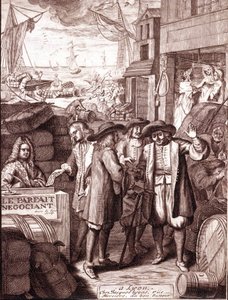 Marchands de port se parlant. Gravure du XIXe siècle. - Unknown artist