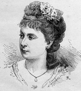 Portrait de Blanche Baretta, comédienne française, membre de la Comédie-Française de 1875 à 1901. Gravure dans Le Monde Illustré n°1168 du 16 août 1879.