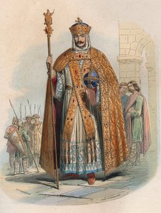 Portrait de Charlemagne (742-814), roi de France. Gravure de 1868 dans "Histoire de Belgique depuis les temps primitifs jusqu