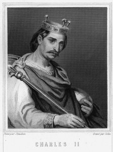 Portrait de Charles II le Chauve (823 - 877), roi de France - dans «Histoire des Français» de Lavallée, gravure, sd