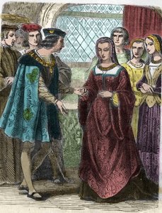 Portrait de Charles VIII et Anne de Bretagne. Gravure du 19ème siècle