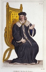 Portrait de Charles VII (1403 - 1461), Roi de France gravure de 1830