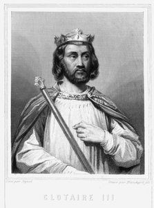 Portrait de Clotaire III (652 - 673), Roi de Neustrie et de Bourgogne - dans “Histoire des Français” par Lavallée, gravure