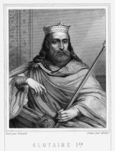 Portrait de Clotaire I (497 - 561), Roi de Neustrie et Roi des Francs - dans « Histoire des Français » par Lavallée, gravure, sd.