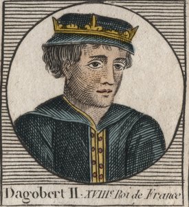 Portrait de Dagobert II, roi des Francs de 711 à 716 - gravure de «Instruction sur l