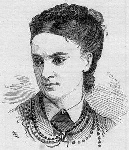 Portrait de Dinah Félix (Dinah-Félix), comédienne française, membre de la Comédie-Française de 1862 à 1882. Gravure dans « Le Monde Illustré » n°1168 du 16 août