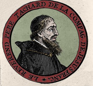 Portrait du Père Guy Tachard, missionnaire en Siam en 1685. Gravure d