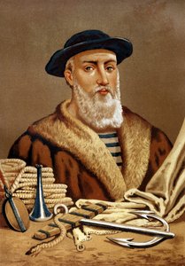 Portrait de Fernand de Magellan, navigateur portugais (1480-1521). de « Hombres y Mujeres célebres ». Barcelone 1877 - Unknown artist