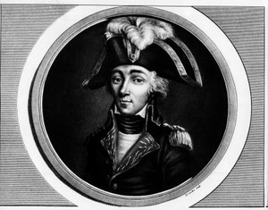 Portrait de François Hanriot (1761-1794), Révolutionnaire français - Gravure dans « Collection complète des tableaux historiques de la Révolution française, en trois volumes » 1804