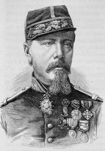 Portrait du Général Lecomte fusillé par les insurgés en 1871. Gravure de la fin du 19ème siècle dans "Histoire de France" par H. Martin