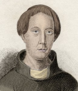 Portrait de Giraud de Barri, ou Giraud le Cambrian (ca. 1145-ca. 1223), ecclésiastique et historien gallois. Aussi appelé Gerald de Galles et Gerald Barry. Gravure du 19ème siècle