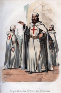 Portrait de Jacques de Molay (1243-1314), Grand Maître des Templiers. Gravure de 1842 dans « Histoire des papes » par Maurice Lachatre. Collection privée.