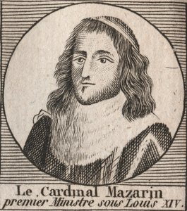Portrait de Jules Mazarin (1602-1661), connu sous le nom de cardinal Mazarin, premier ministre sous Louis XIV - gravure de « Instruction sur l