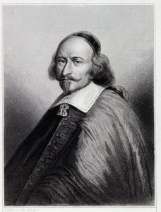 Portrait de Jules Mazarin (Giulio Raimondo Mazzarino ou Mazarino) (1602-1661), Cardinal et homme politique français - dans “Histoire des Français” par Lavallée, gravure