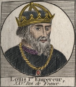 Portrait de Louis Ier le Pieux (778-840) Roi de France, Empereur romain germanique - gravure dans « Instruction sur l