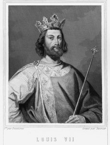 Portrait de Louis VII le Jeune (1120 - 1180), roi de France - dans « Histoire des Français » par Lavallée, gravure