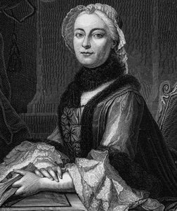Portrait de Madame Geoffrin, née Marie Thérèse Rodet (1699-1777) - Gravure de 1862 dans « Les Reines du Monde »