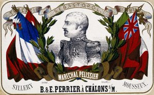 Portrait du Maréchal Pélissier sur une étiquette de champagne "B. & E. Perrier à Châlons sur Marne", sd. 19ème siècle - Unknown artist