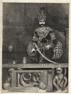Portrait de Nasser Ed Din (1831-1896), Shah de Perse (Iran). Aussi appelé Nasseredin Shah, Nasserer-al-Din Shah Qajar, Nasser al-Din Shah Qajar, Nassiruddin Shah - (1831-1896) - 1873 - Unknown artist