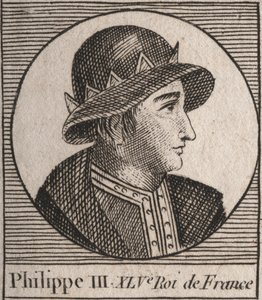 Portrait de Philippe III de France, dit Philippe le Hardi (1245-1285) (dynastie des Capétiens) - Philippe III dit le Hardi Roi de France - gravure de "Instruction sur l