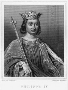 Portrait de Philippe IV le Bel (1268 - 1314), roi de France - dans « Histoire des Français » par Lavallée, gravure, sd.
