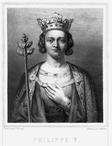 Portrait de Philippe V le Long (1294 - 1322), roi de France - dans «Histoire des Français» de Lavallée, gravure, sd