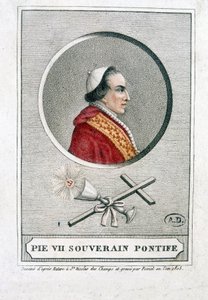 Portrait de Pie VII (1742 - 1823) en médaillon - gravure