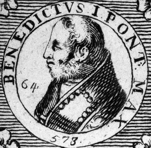 Portrait du Pape Benoît I. Gravure du 19ème siècle. - Unknown artist