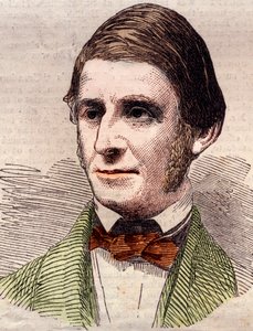 Portrait de Ralph Waldo Emerson (1803-1882), essayiste, philosophe, poète américain. Gravure dans The Illustrated London News du 20 mars 1858.