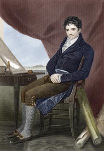 Portrait de Robert Fulton (1765 - 1815), mécanicien naval américain (Nautilus). Gravure du 19ème siècle