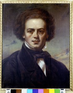Portrait de Robert Schumann (1810-1856), compositeur allemand. Peinture anonyme vers 1840. Museo Teatrale alla Scala - Unknown artist