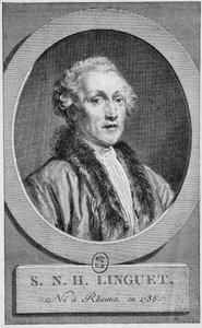 Portrait de Simon Nicolas Henri Linguet (1736 - 1794). Gravure de la fin du 19ème siècle dans "Histoire de France" par H. Martin