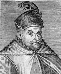 Portrait de Étienne Ier Bathory (1533-1586), prince de Transylvanie et roi de Pologne. Gravure du 16ème siècle