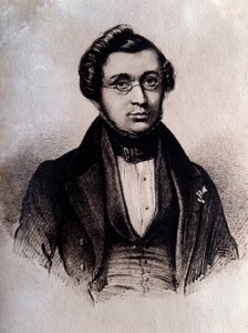 Portrait du compositeur anglais Adolphe Adam (1803-1856). Gravure. XIXe siècle. Bologne, musée civique bibliographique